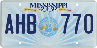MS license plate AHB770