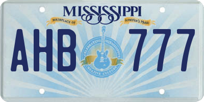 MS license plate AHB777