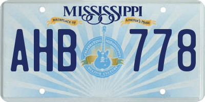 MS license plate AHB778