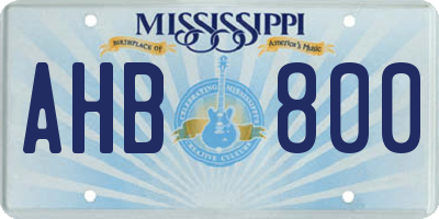 MS license plate AHB800