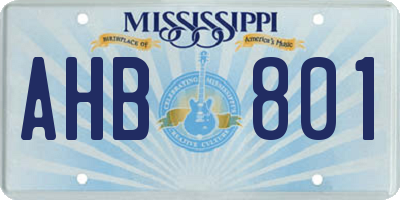 MS license plate AHB801