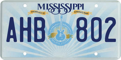 MS license plate AHB802