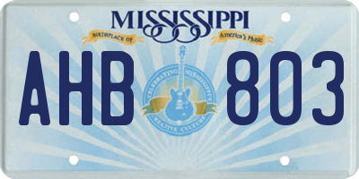 MS license plate AHB803