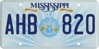 MS license plate AHB820