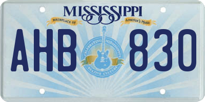 MS license plate AHB830