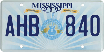 MS license plate AHB840