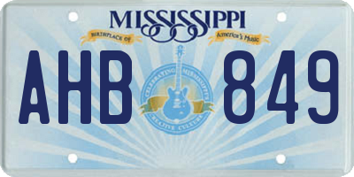 MS license plate AHB849
