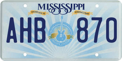 MS license plate AHB870