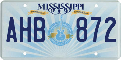 MS license plate AHB872