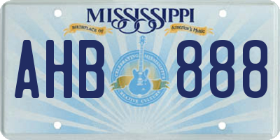 MS license plate AHB888