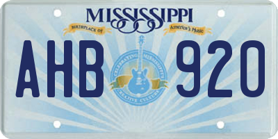 MS license plate AHB920