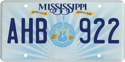 MS license plate AHB922