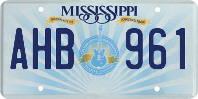 MS license plate AHB961