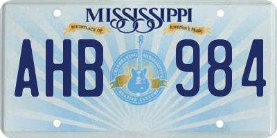 MS license plate AHB984