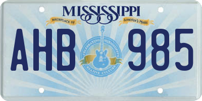 MS license plate AHB985