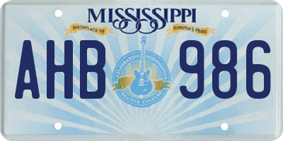 MS license plate AHB986
