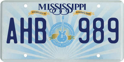 MS license plate AHB989