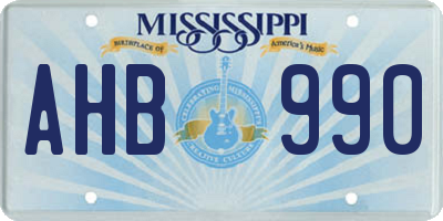 MS license plate AHB990
