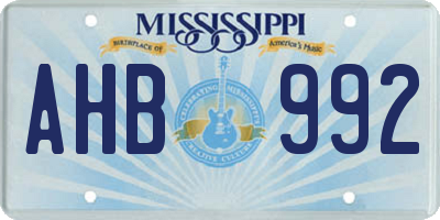 MS license plate AHB992