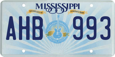 MS license plate AHB993