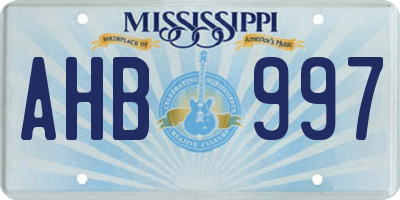 MS license plate AHB997