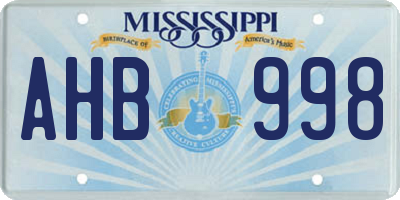 MS license plate AHB998