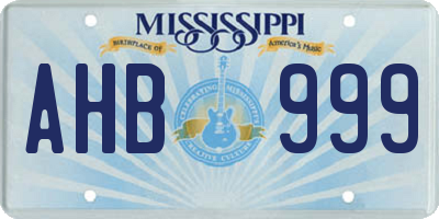 MS license plate AHB999