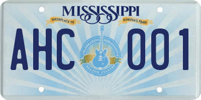MS license plate AHC001