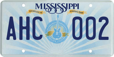 MS license plate AHC002