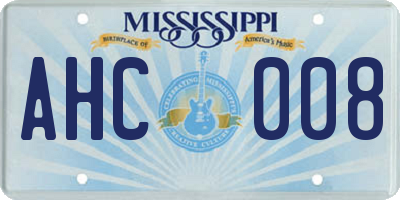 MS license plate AHC008