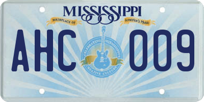 MS license plate AHC009