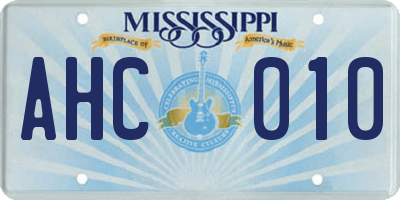 MS license plate AHC010