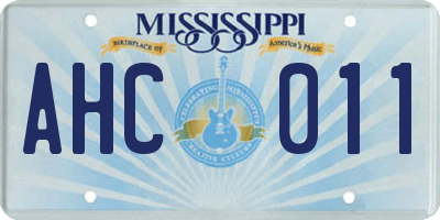 MS license plate AHC011