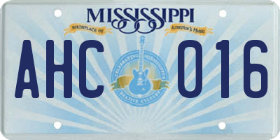 MS license plate AHC016