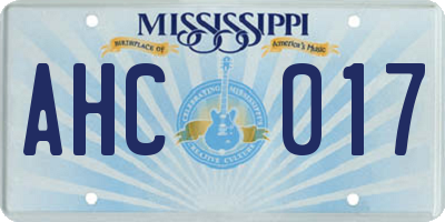 MS license plate AHC017