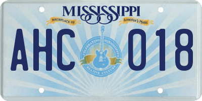 MS license plate AHC018
