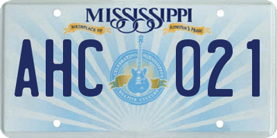 MS license plate AHC021