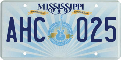 MS license plate AHC025