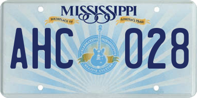 MS license plate AHC028