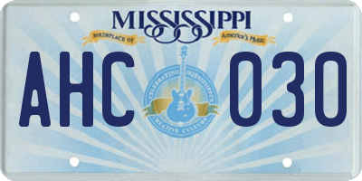 MS license plate AHC030