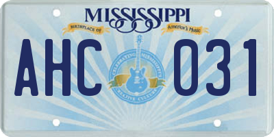 MS license plate AHC031