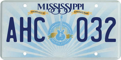 MS license plate AHC032