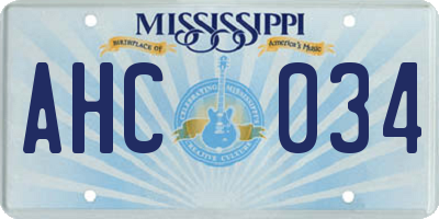 MS license plate AHC034