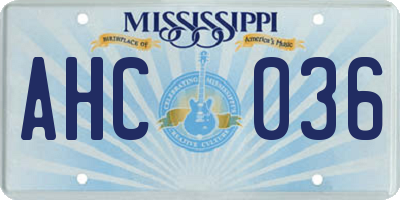 MS license plate AHC036