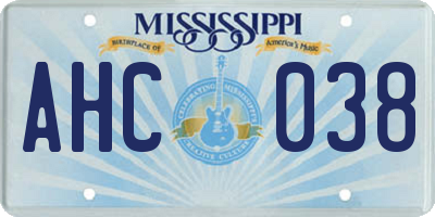 MS license plate AHC038