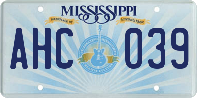 MS license plate AHC039