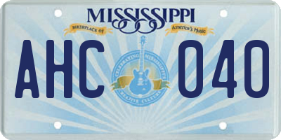 MS license plate AHC040