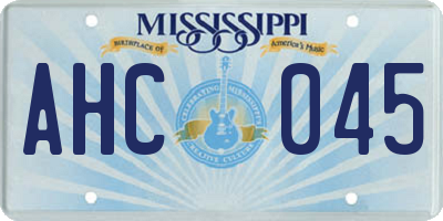 MS license plate AHC045