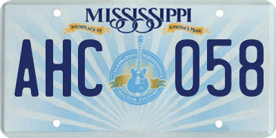 MS license plate AHC058