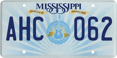 MS license plate AHC062